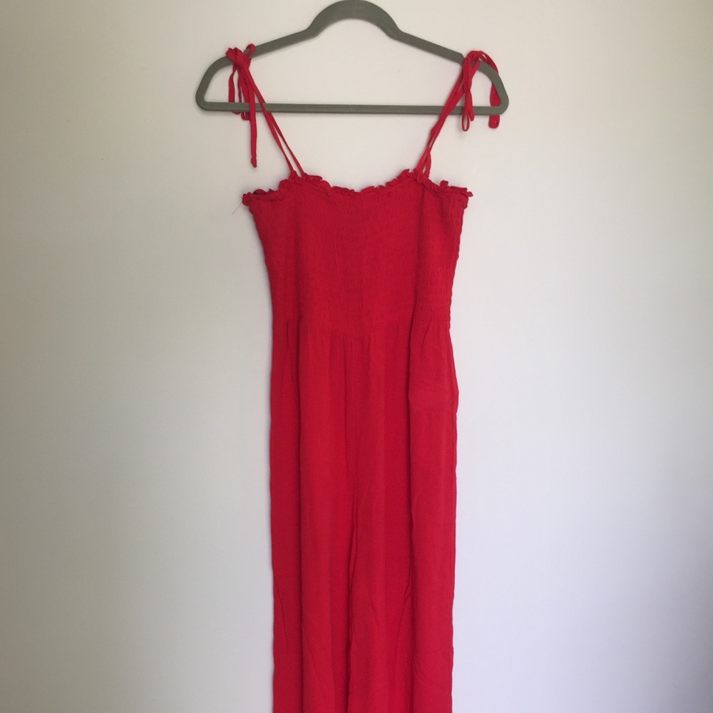 Smocked Wide-Leg Jumpsuit